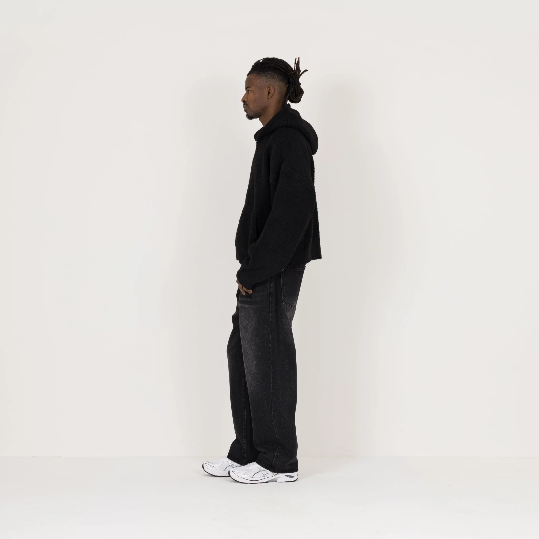 Bouclé Zip Hoodie - Black - Image 6