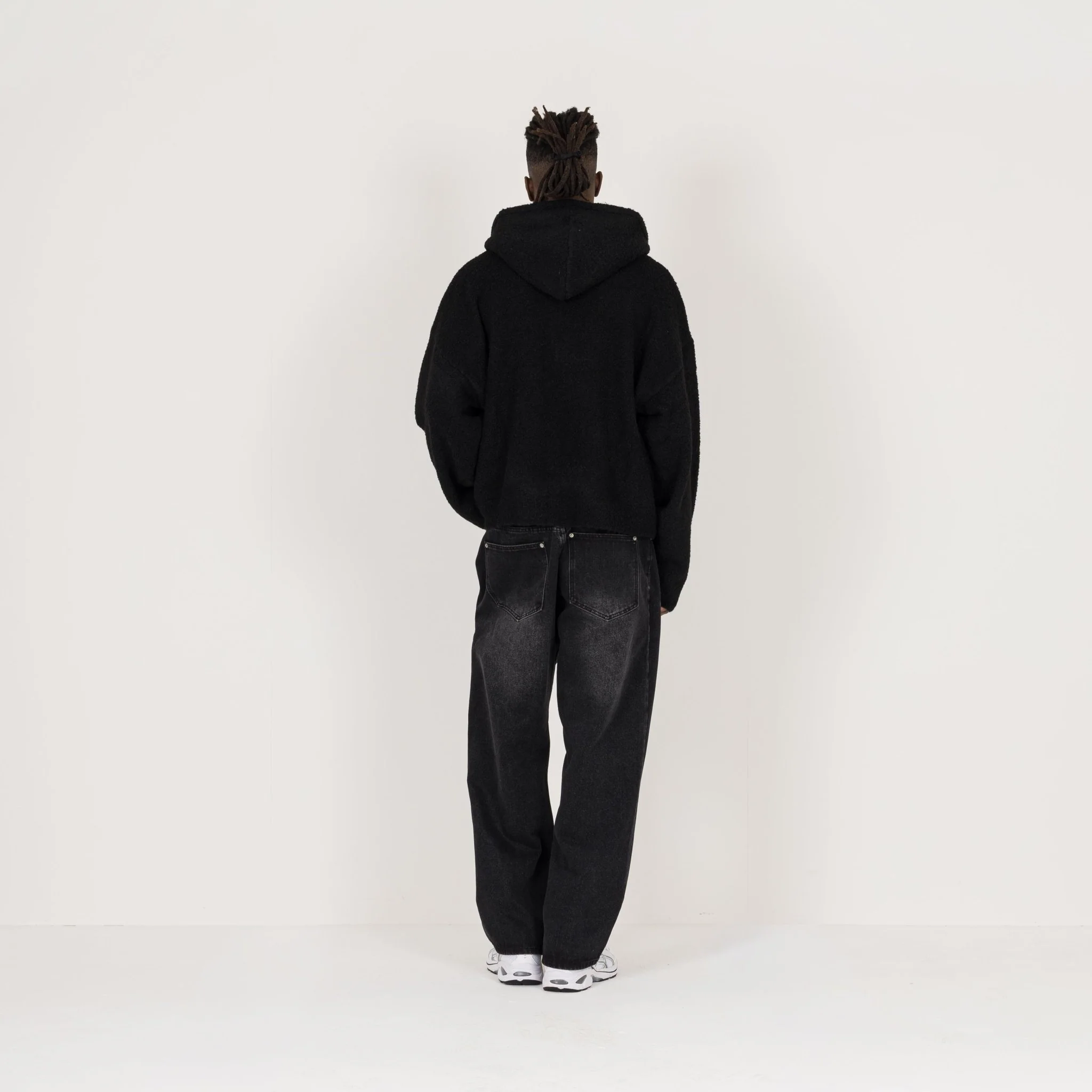 Bouclé Zip Hoodie - Black - Image 7