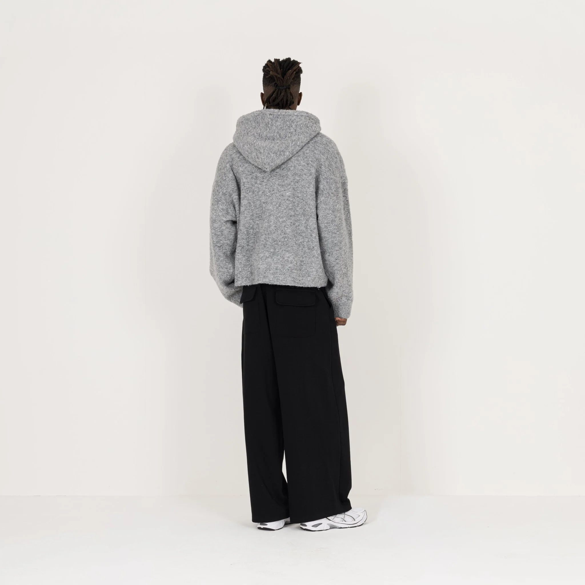 Bouclé Zip Hoodie - Soft Grey - Image 7
