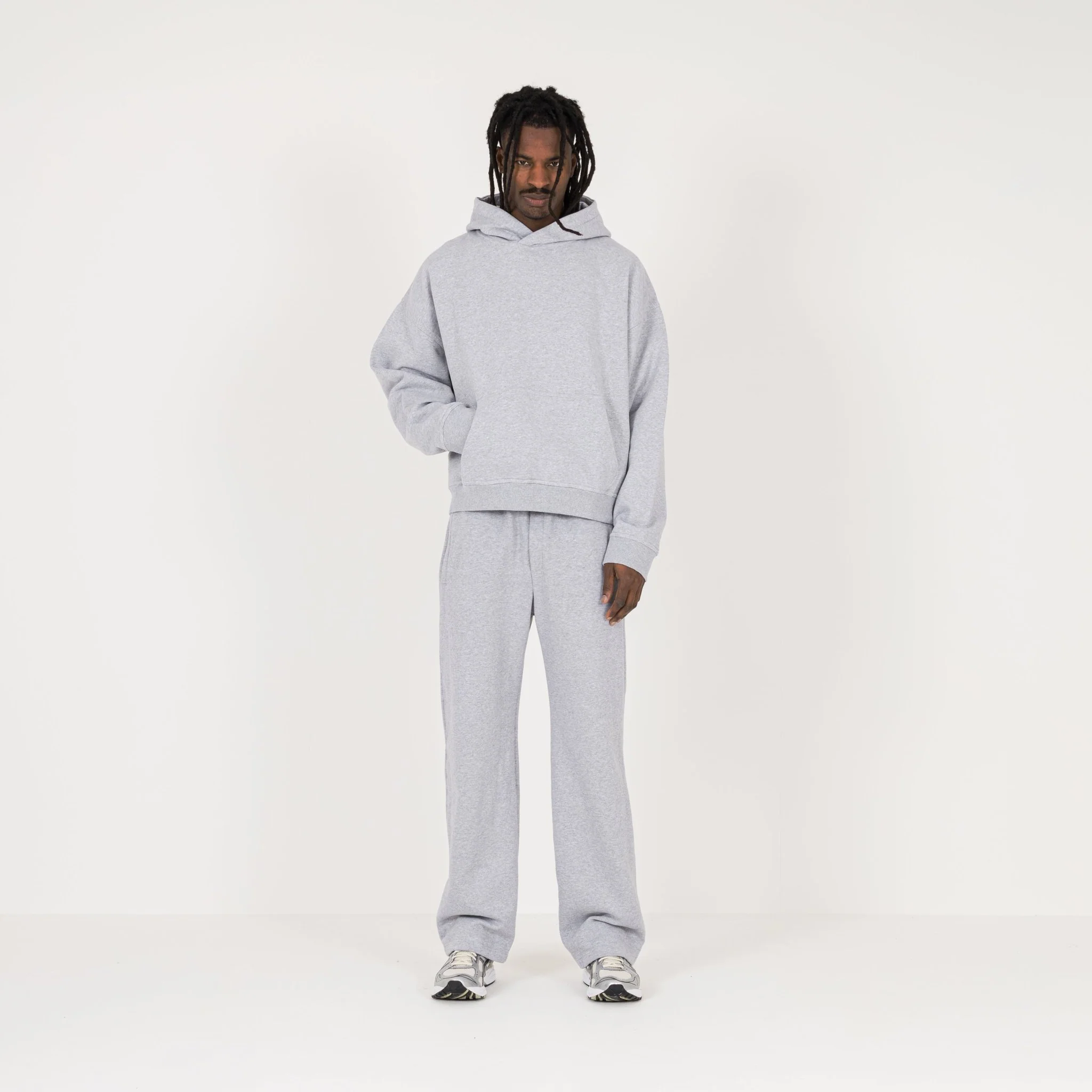 Cropped Hoodie - Light Marl Grey - Image 4
