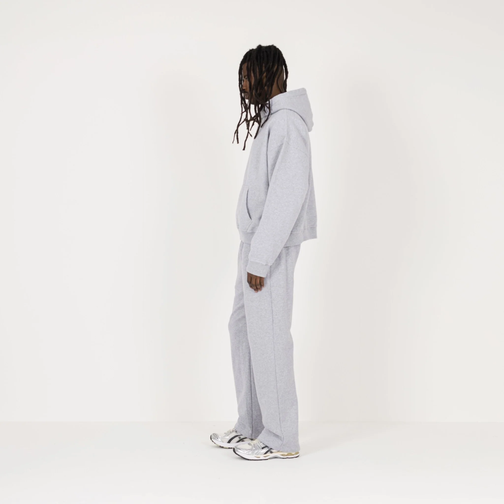 Cropped Hoodie - Light Marl Grey - Image 6