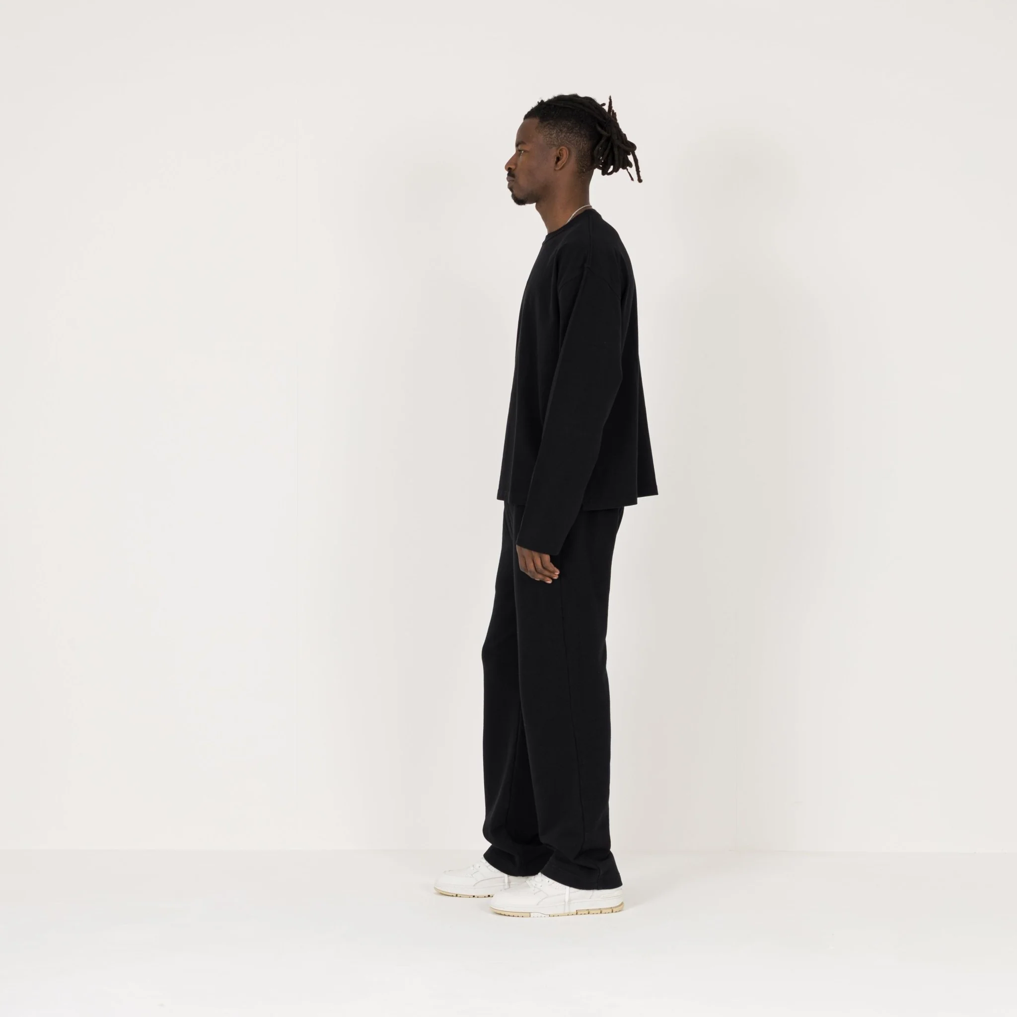 Cropped Long Sleeve T-Shirt - Black - Image 6