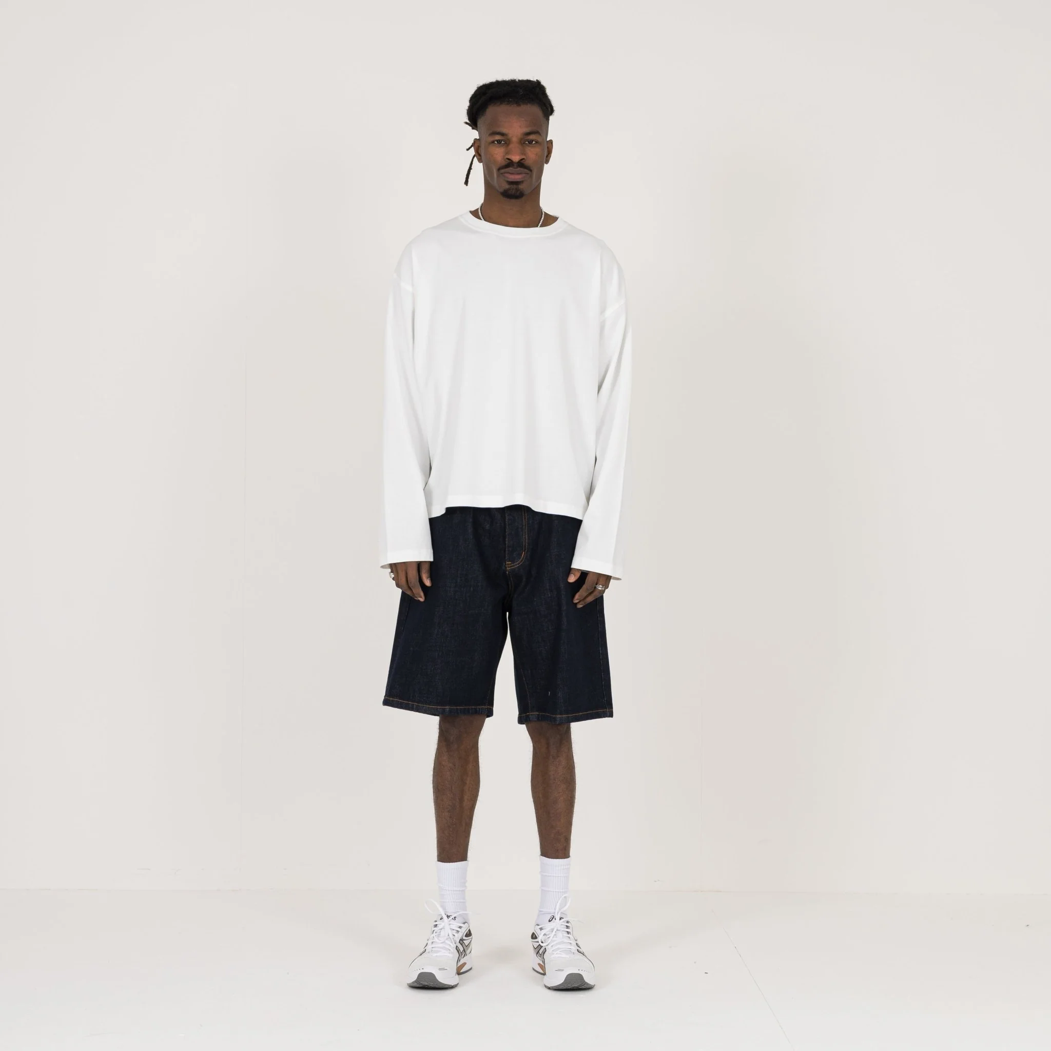 Cropped Long Sleeve T-Shirt - Bone White - Image 4