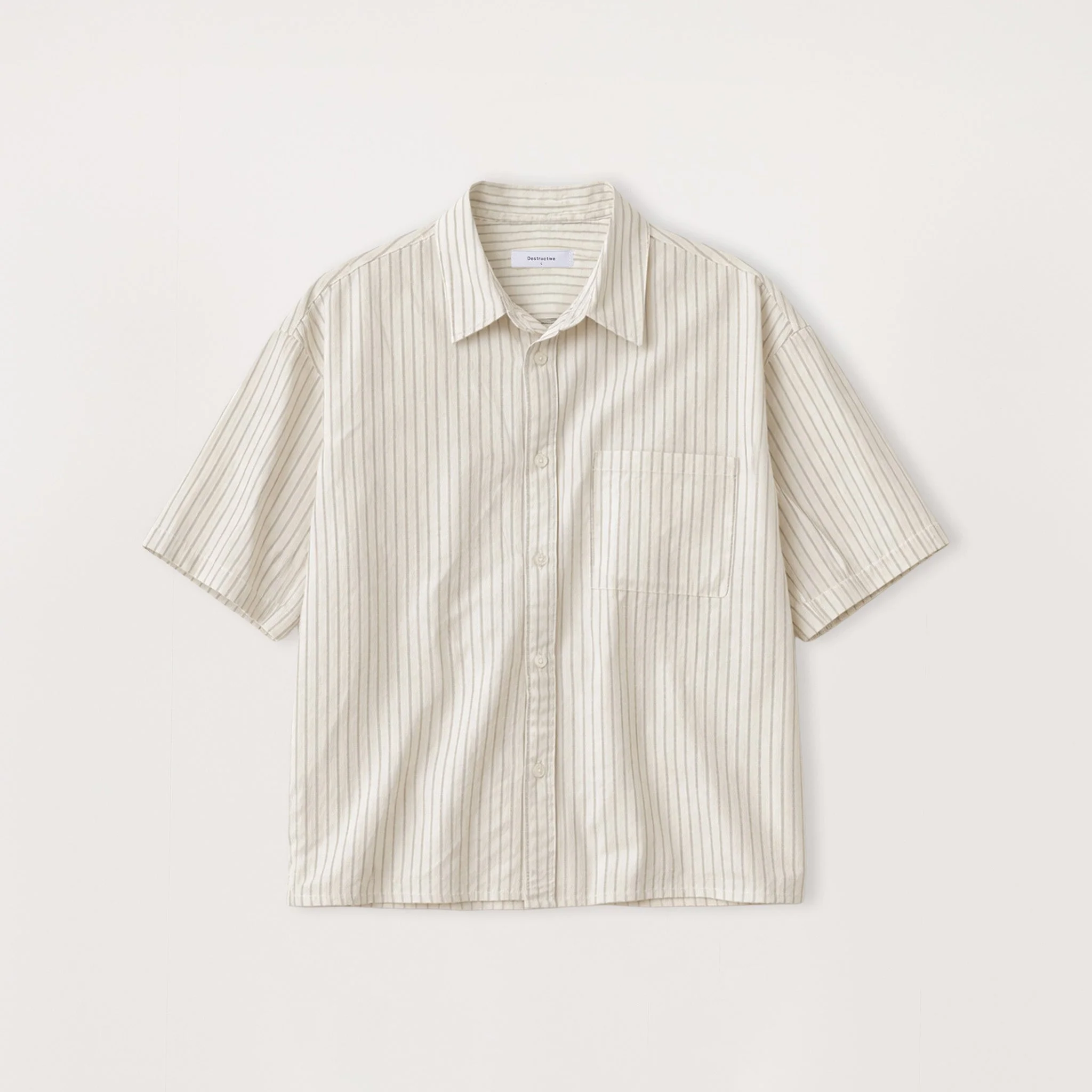 Cropped Shirt - Bone Pinstripe