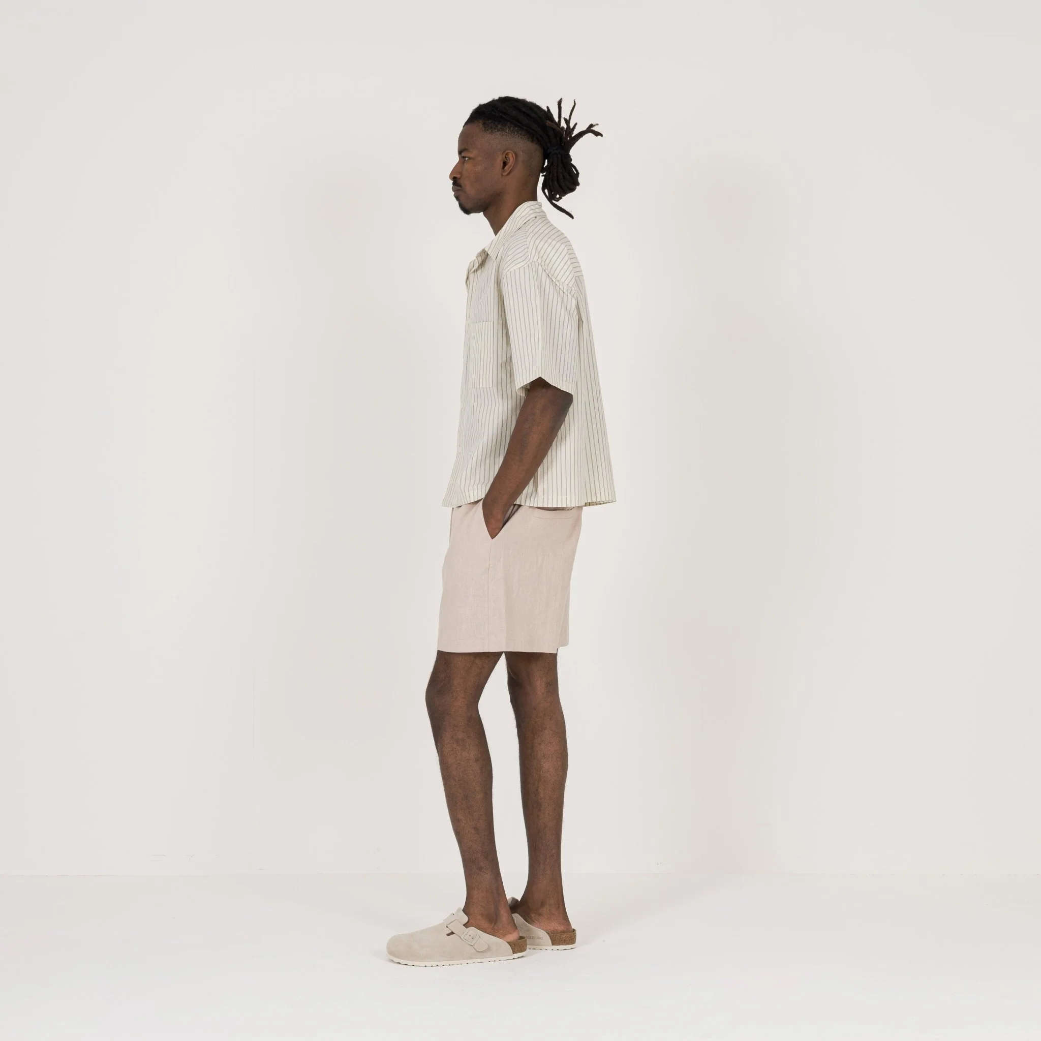 Cropped Shirt - Bone Pinstripe - Image 6