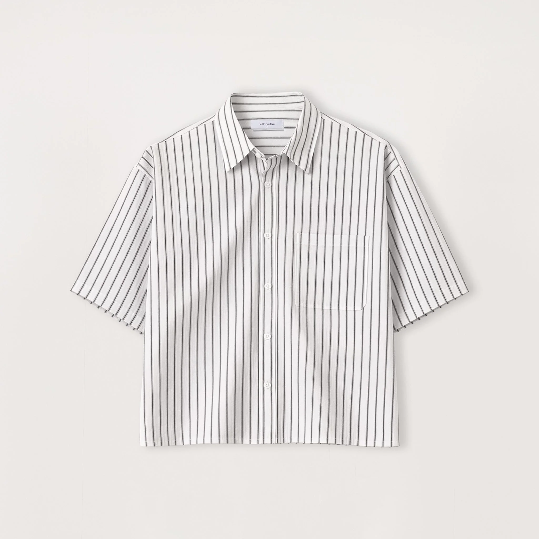 Cropped Shirt - White Pinstripe