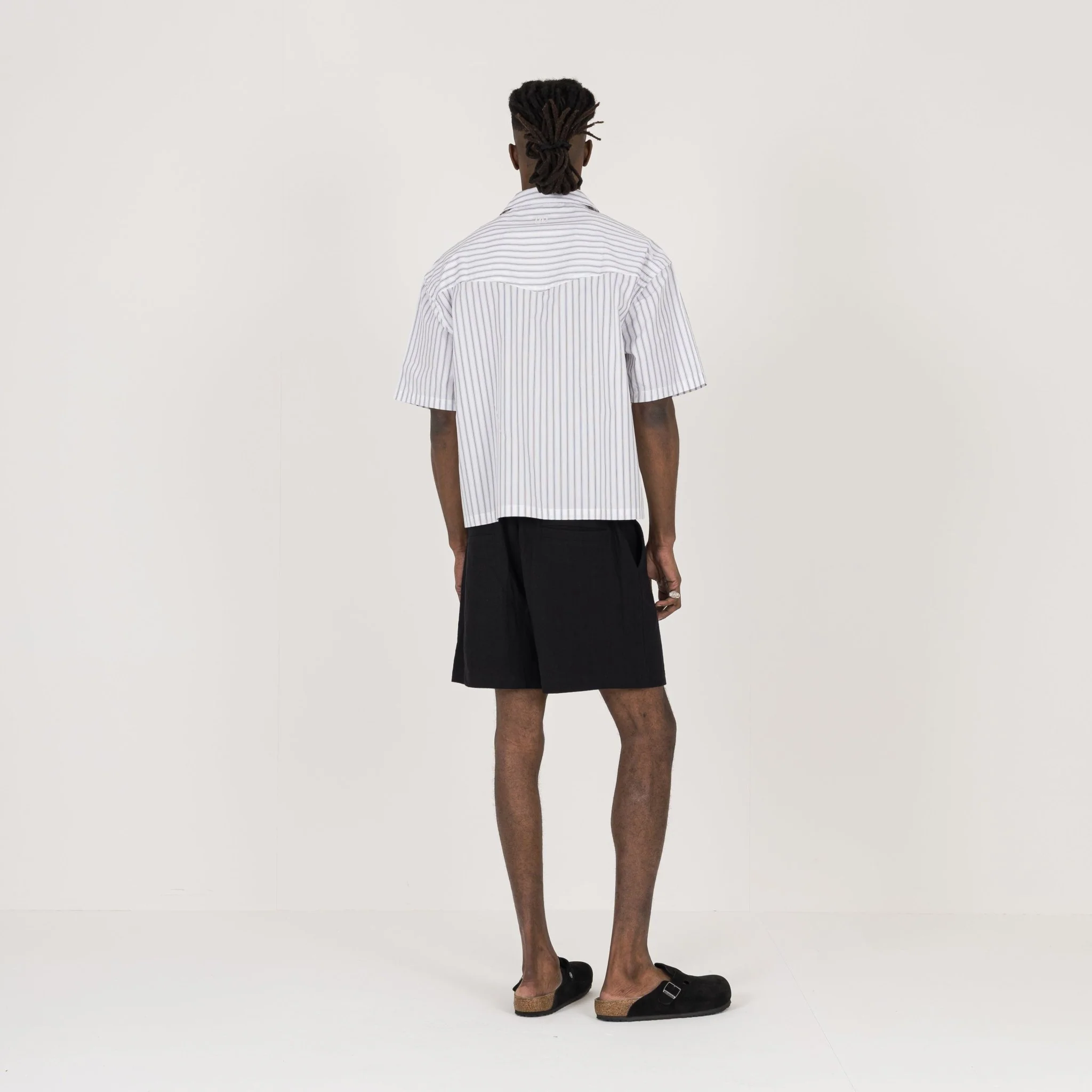 Cropped Shirt - White Pinstripe - Image 7