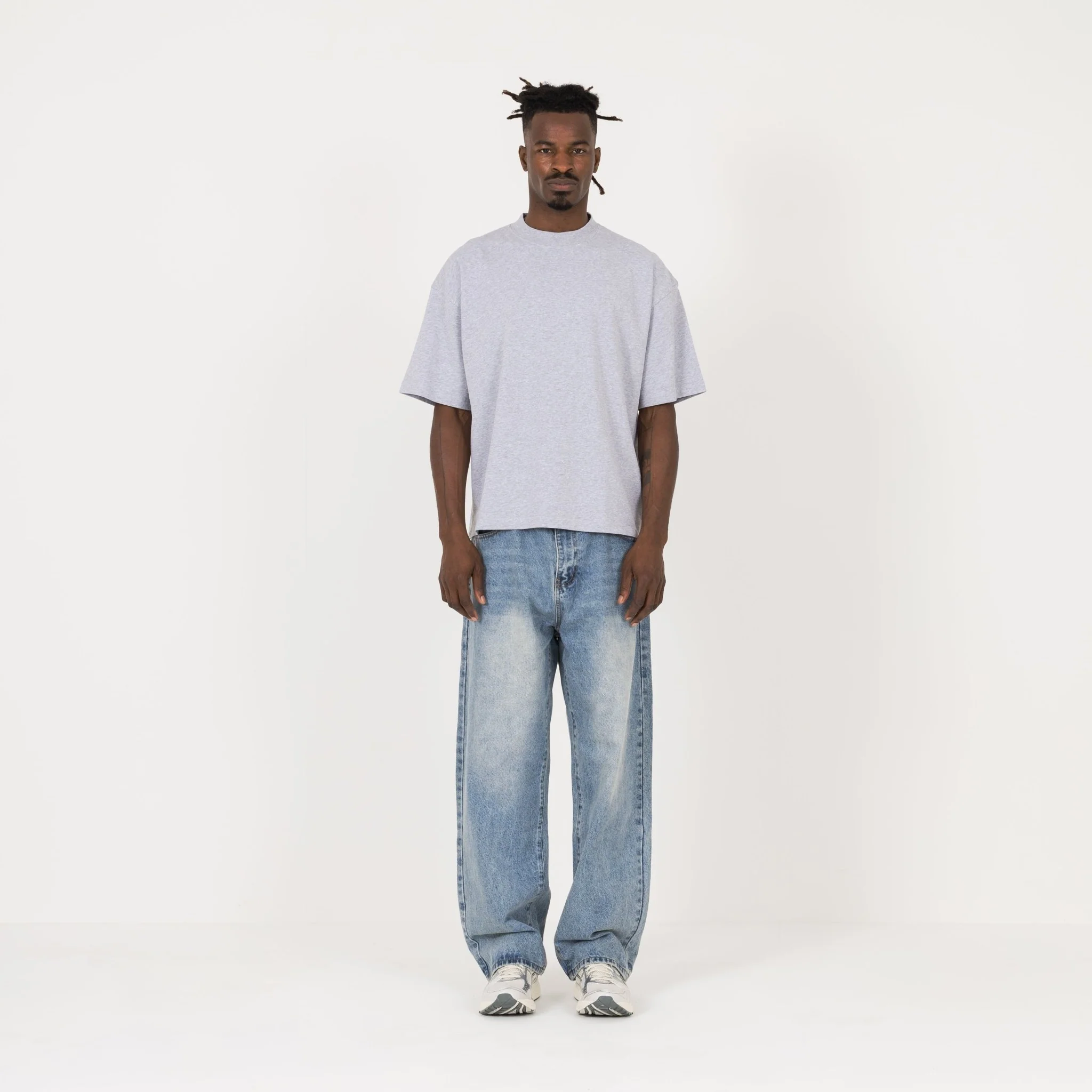 Cropped T-Shirt - Light Marl Grey - Image 4