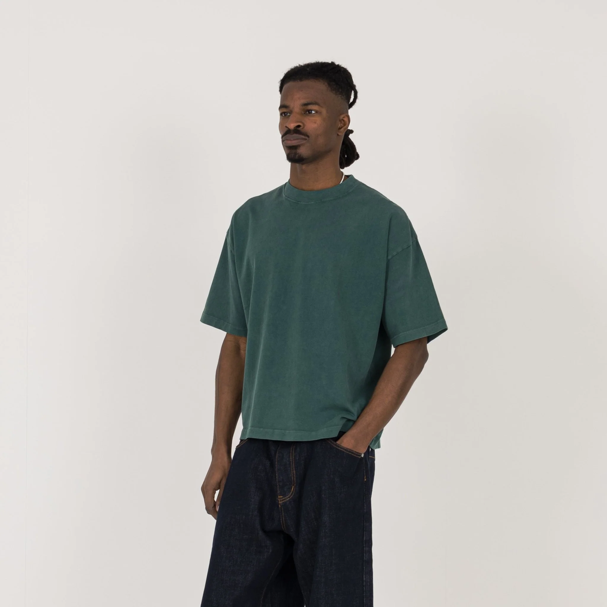 Cropped T-Shirt - Vintage Moss - Image 3