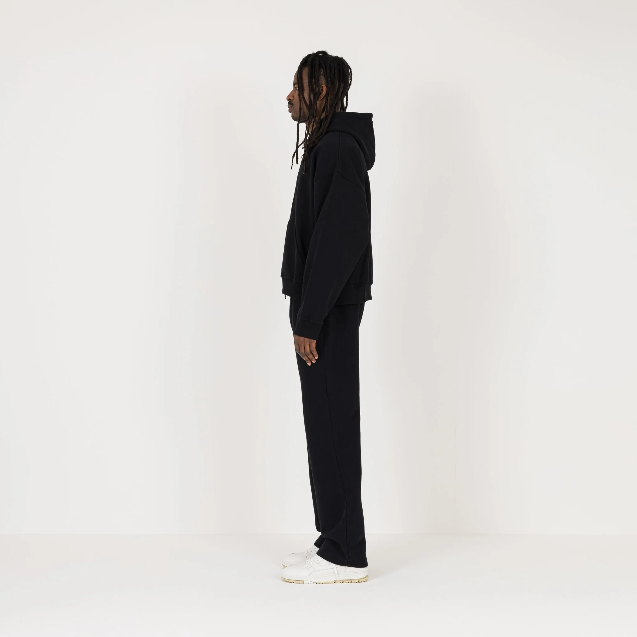 Cropped Zip Hoodie - Black - Image 6
