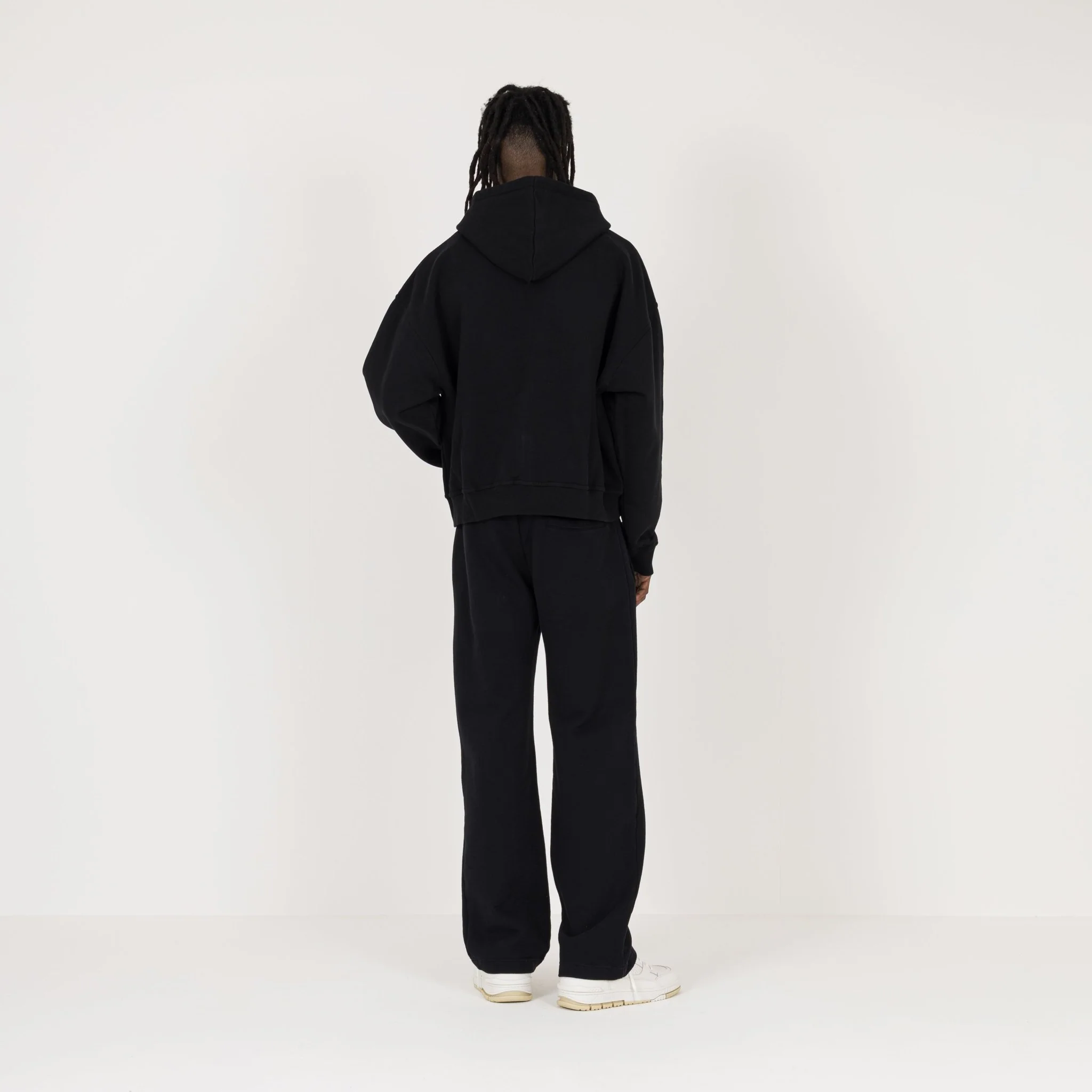 Cropped Zip Hoodie - Black - Image 7