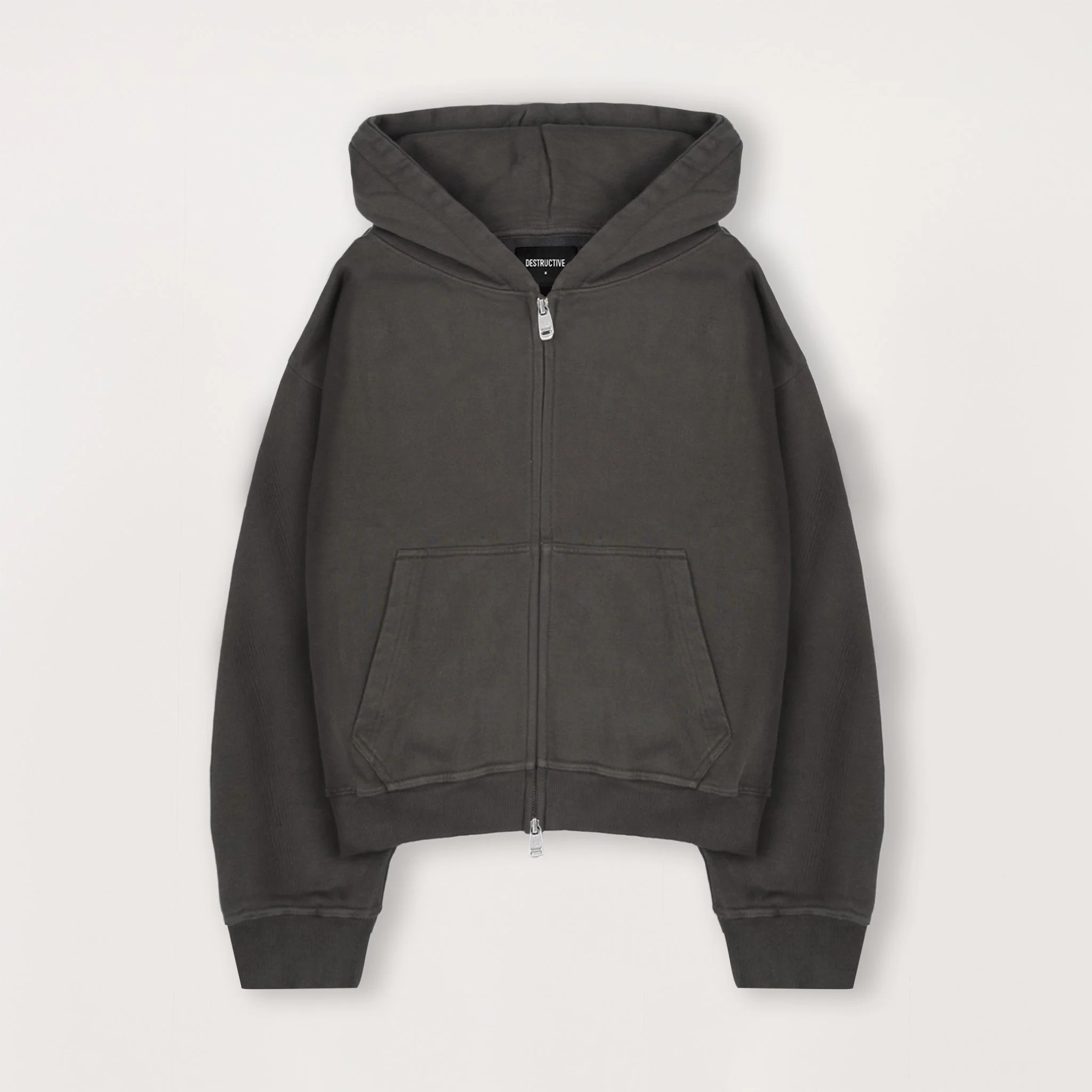 Cropped Zip Hoodie - Dark Mocha