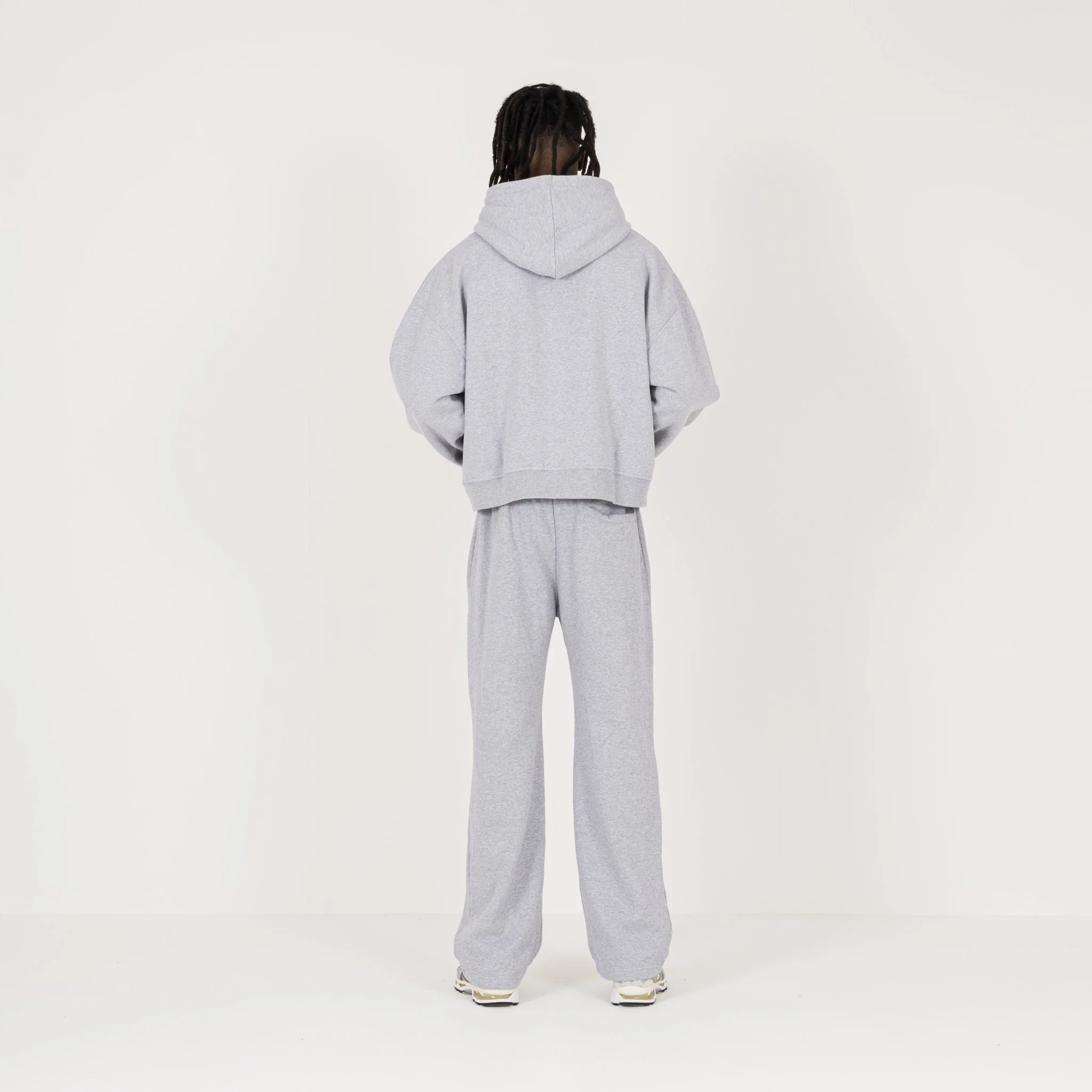 Cropped Zip Hoodie - Light Marl Grey - Image 7