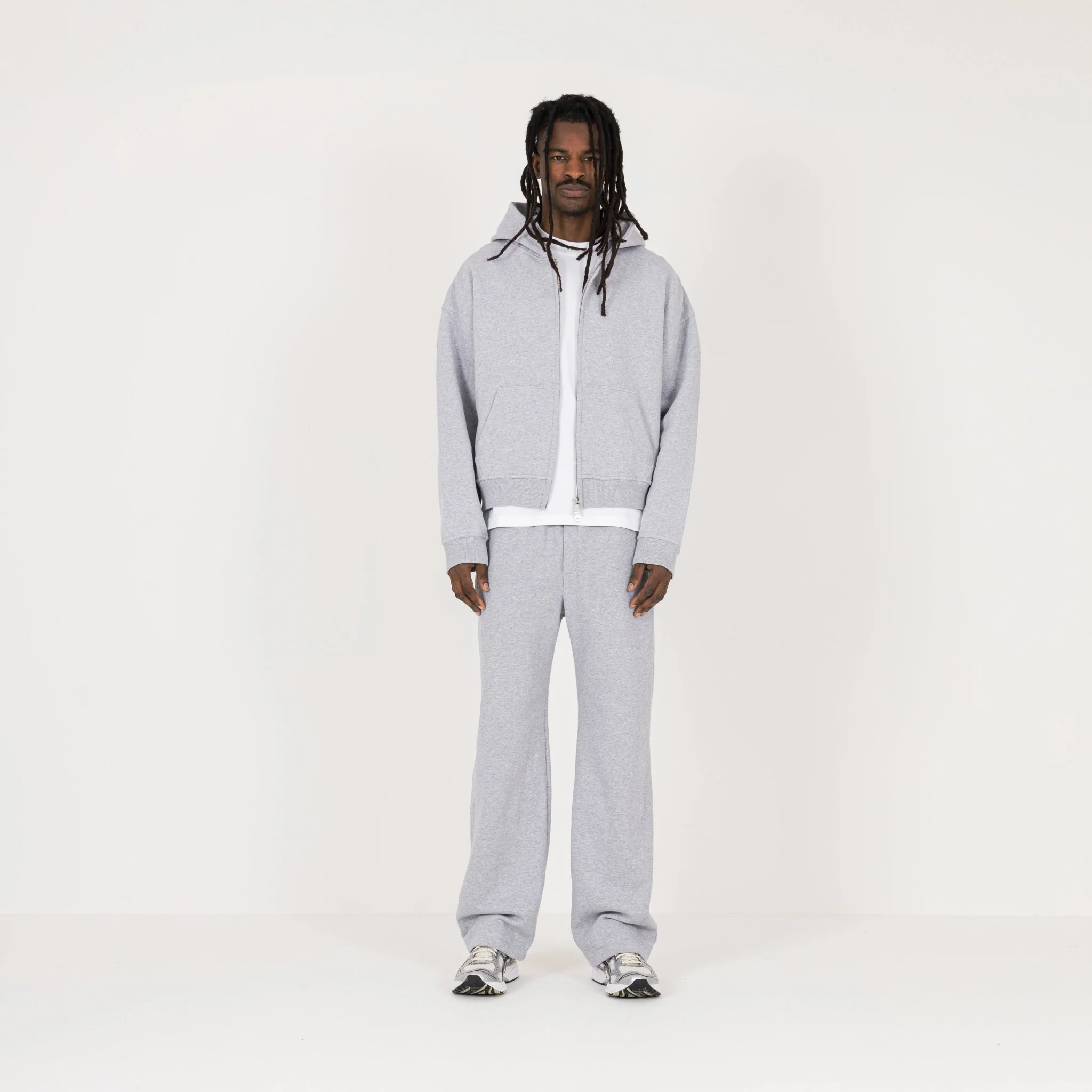 Cropped Zip Hoodie - Light Marl Grey - Image 8