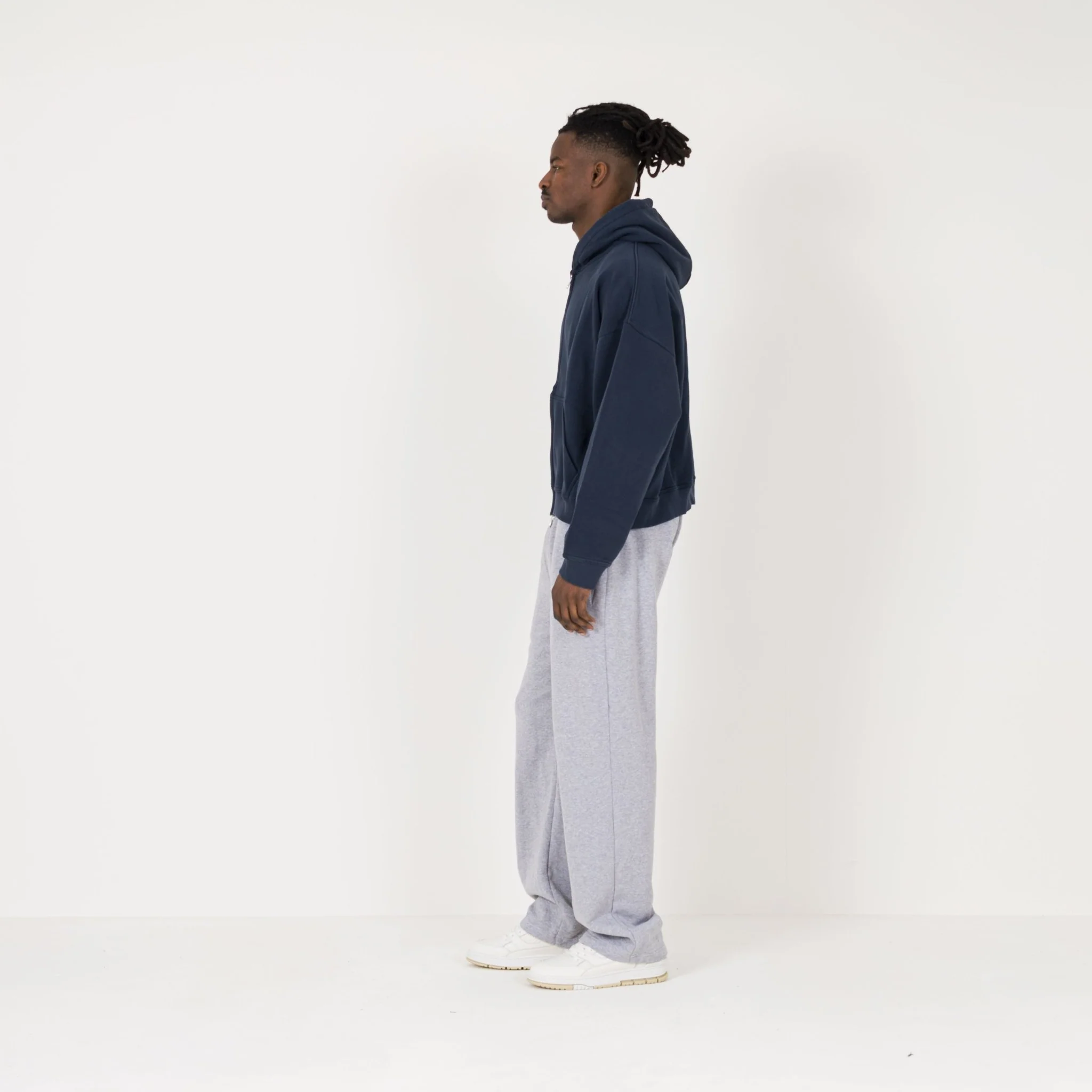 Cropped Zip Hoodie - Navy - Image 6