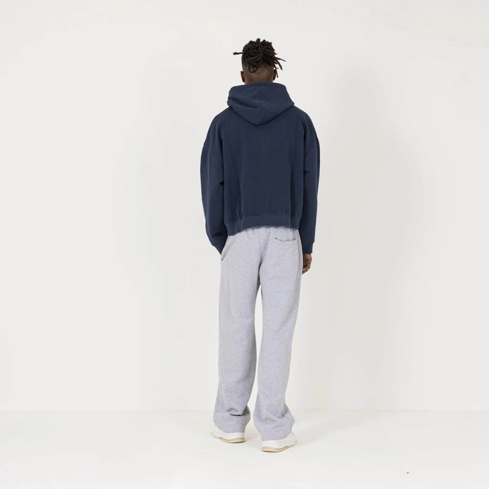Cropped Zip Hoodie - Navy - Image 7