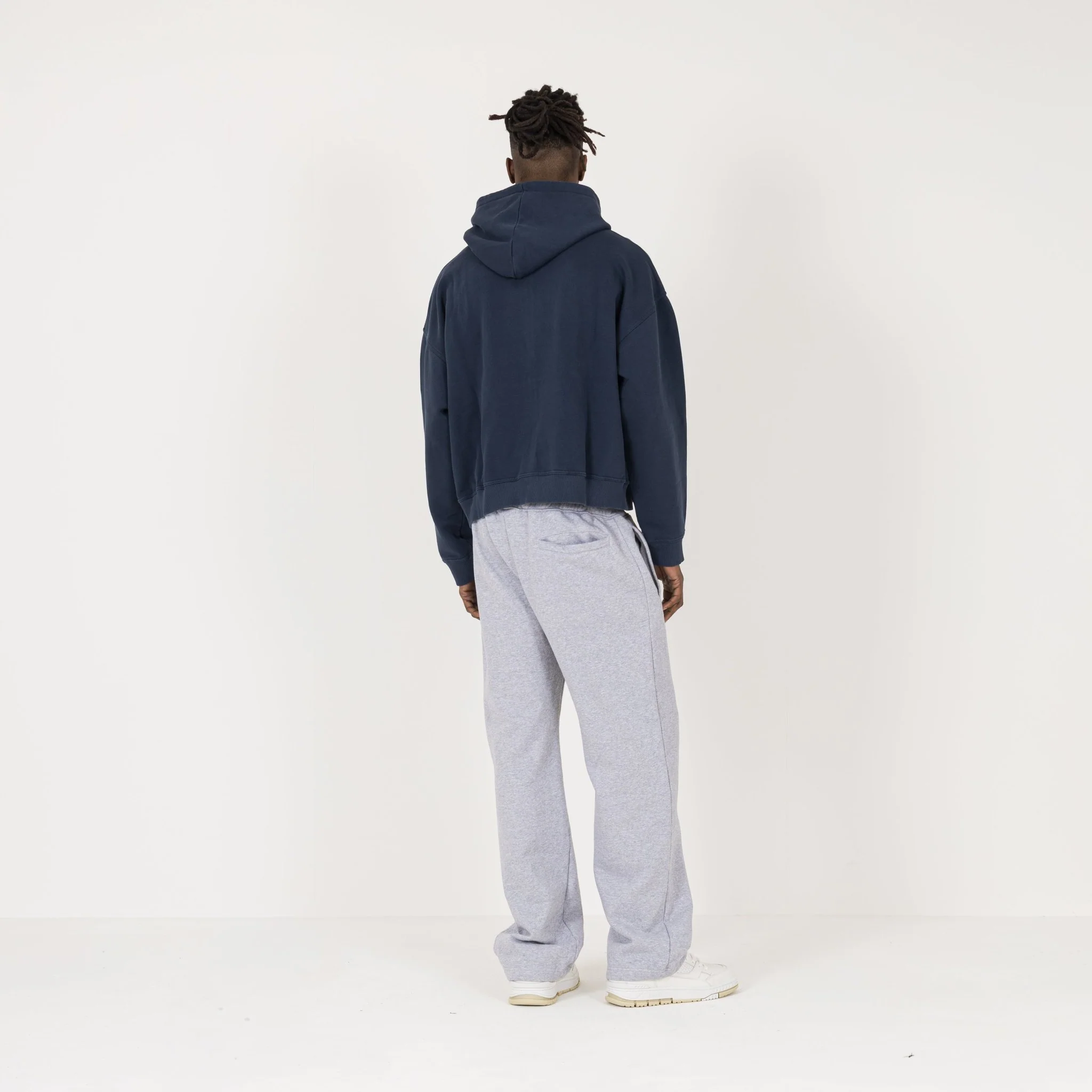Cropped Zip Hoodie - Navy - Image 8