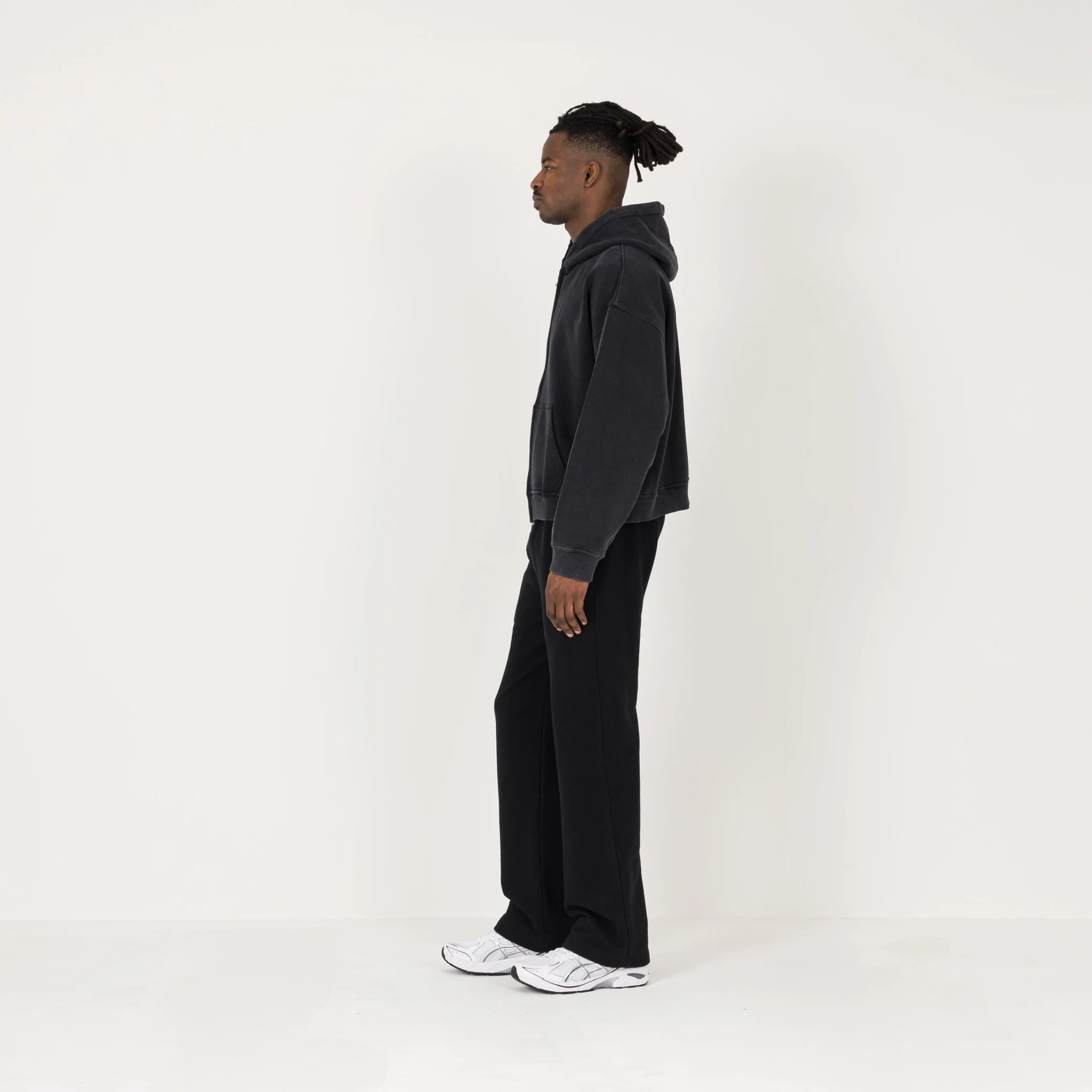 Cropped Zip Hoodie - Vintage Black - Image 6