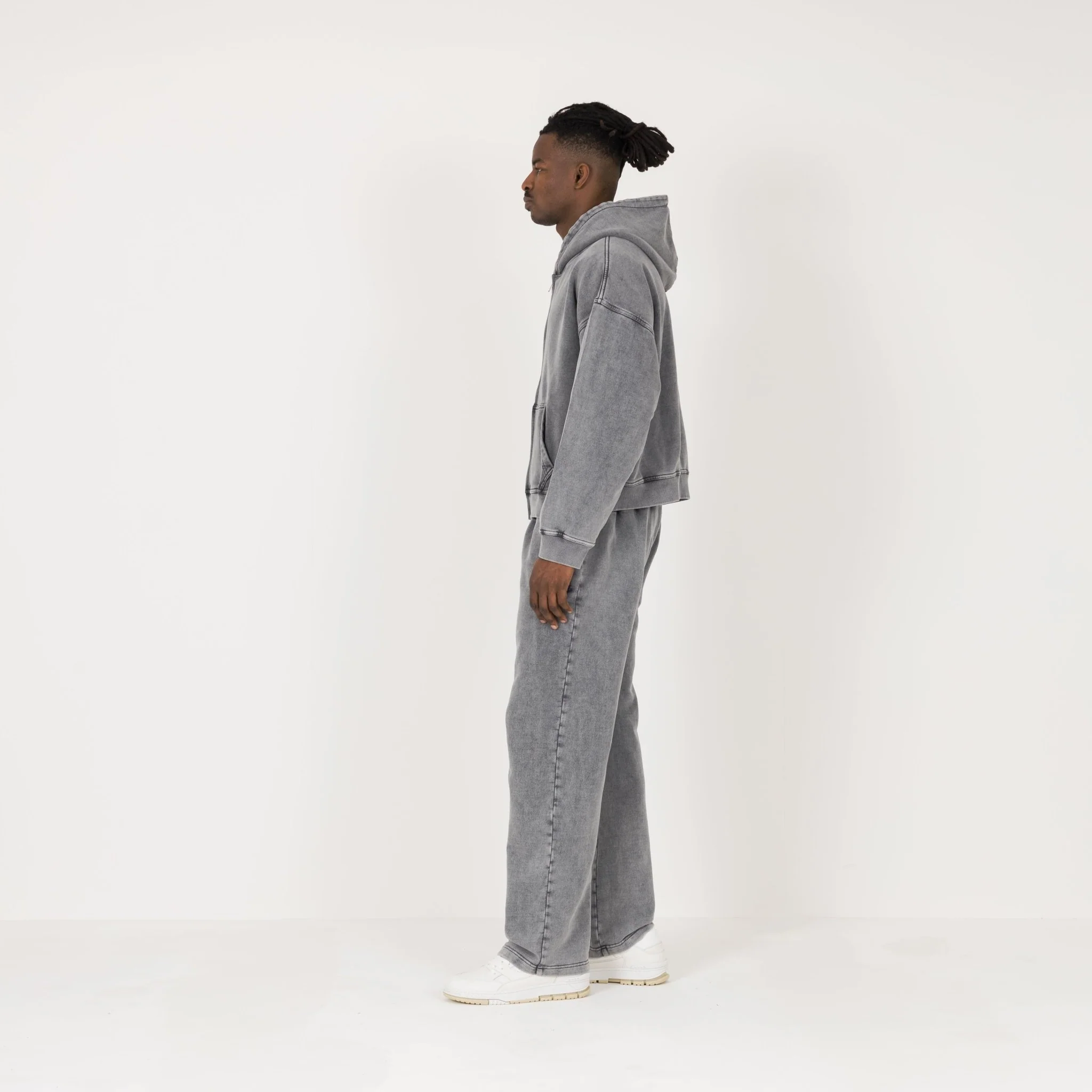 Cropped Zip Hoodie - Vintage Grey - Image 6