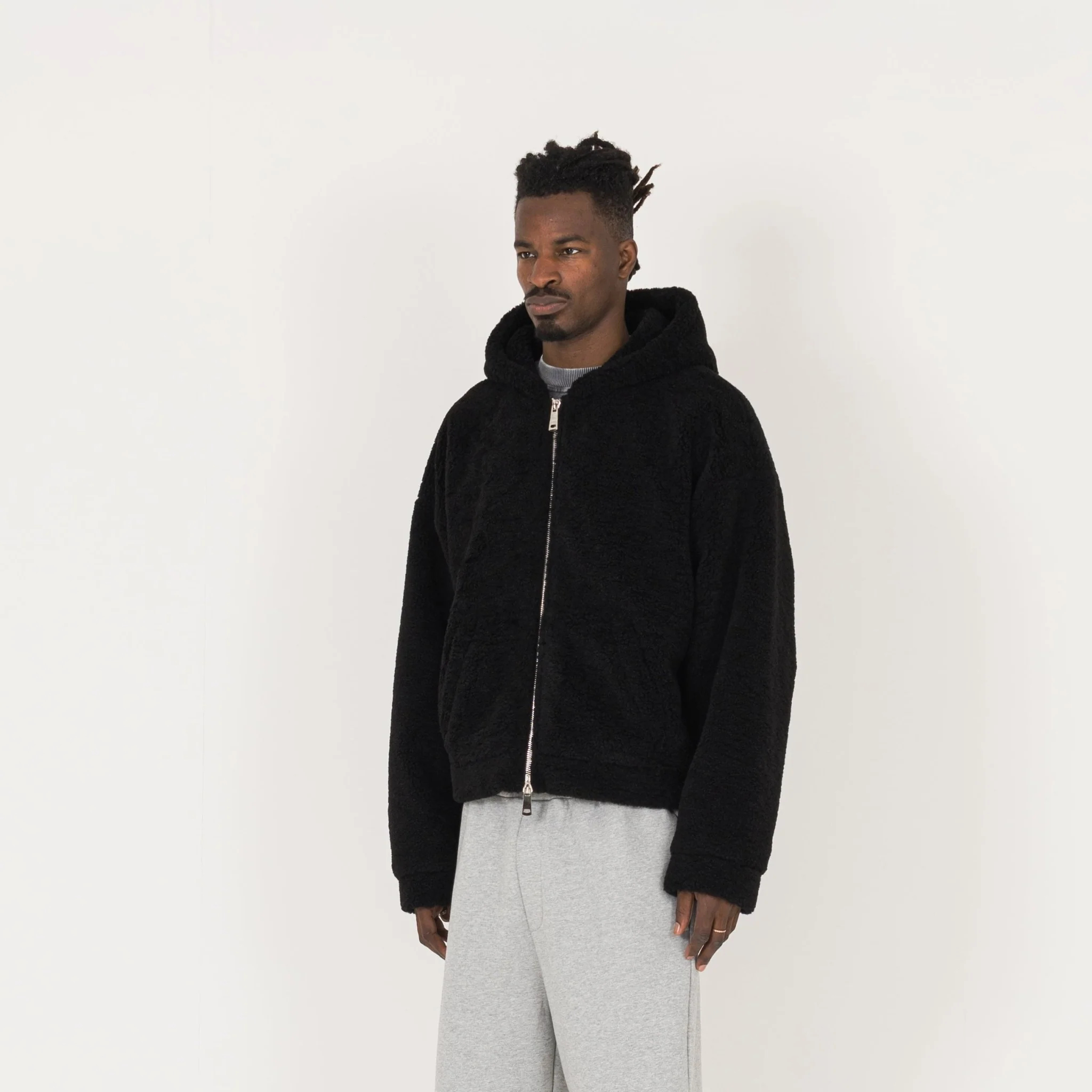 Fleece Zip Jacket - Black - Image 3