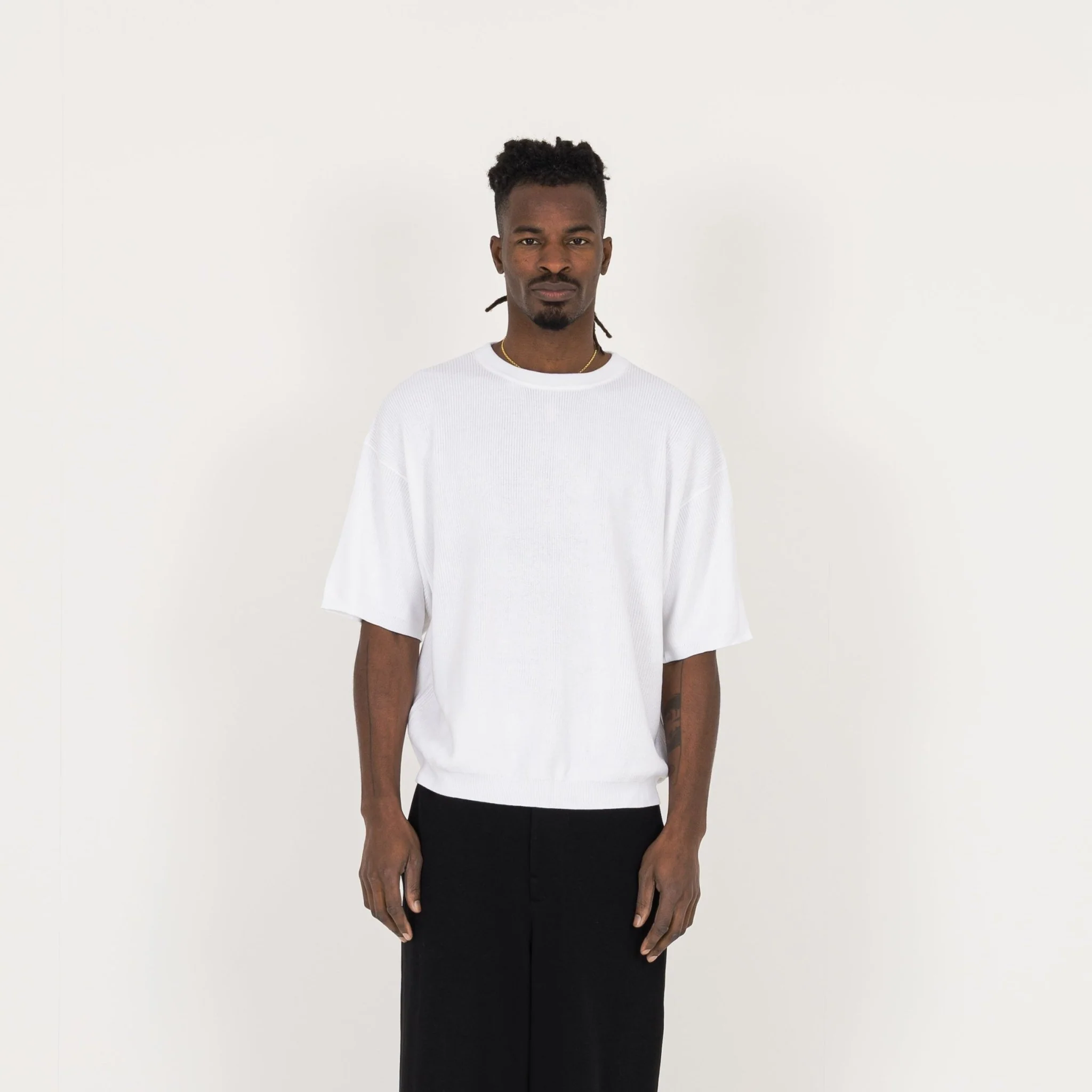 Knit T-Shirt - White - Image 2
