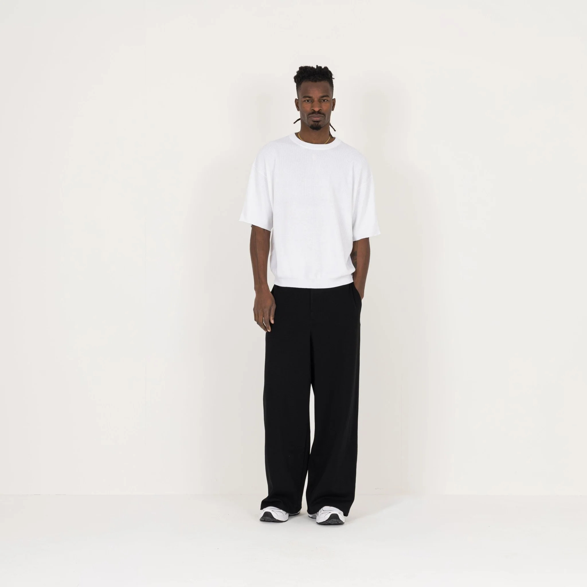 Knit T-Shirt - White - Image 4