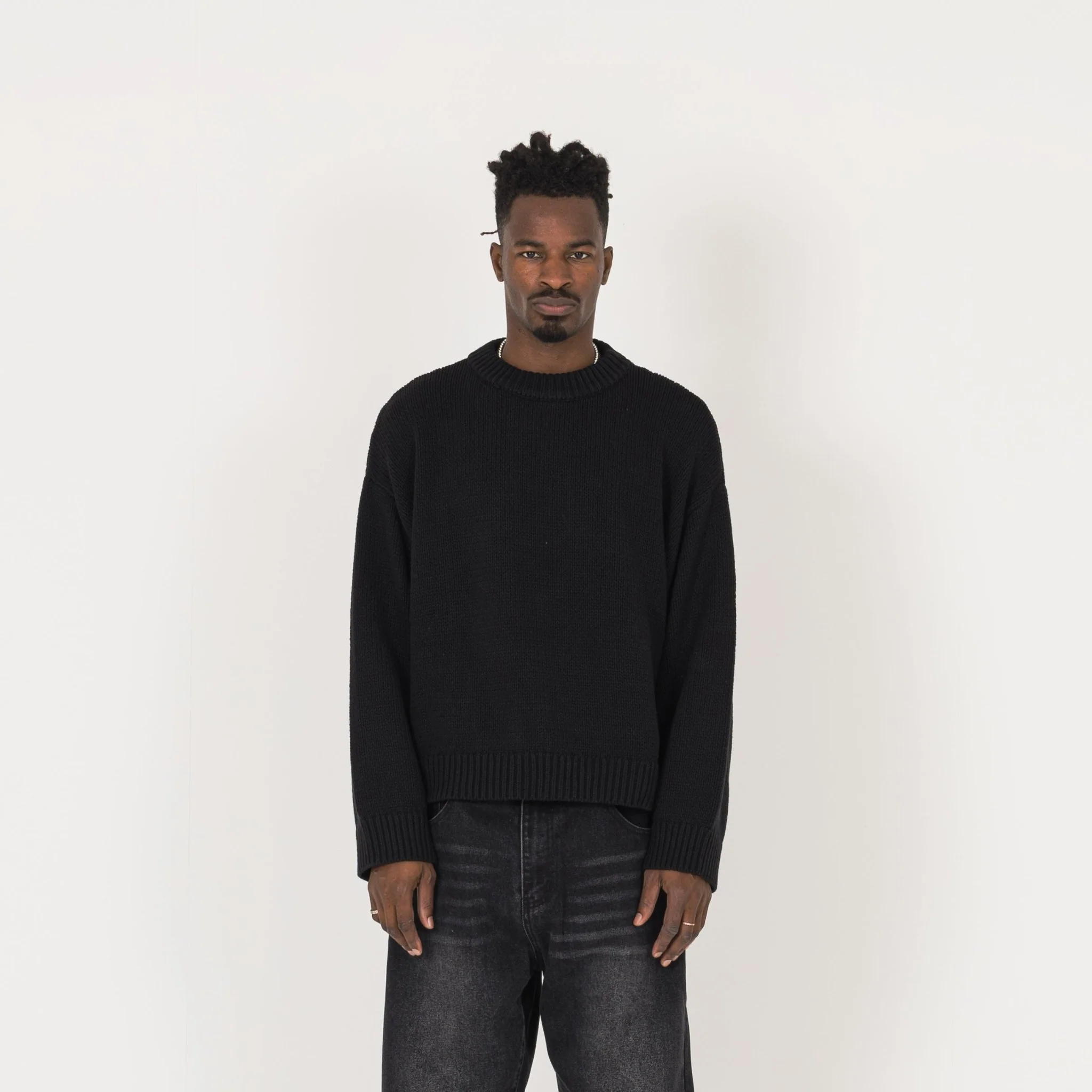 Knitted Sweatshirt - Black - Image 2