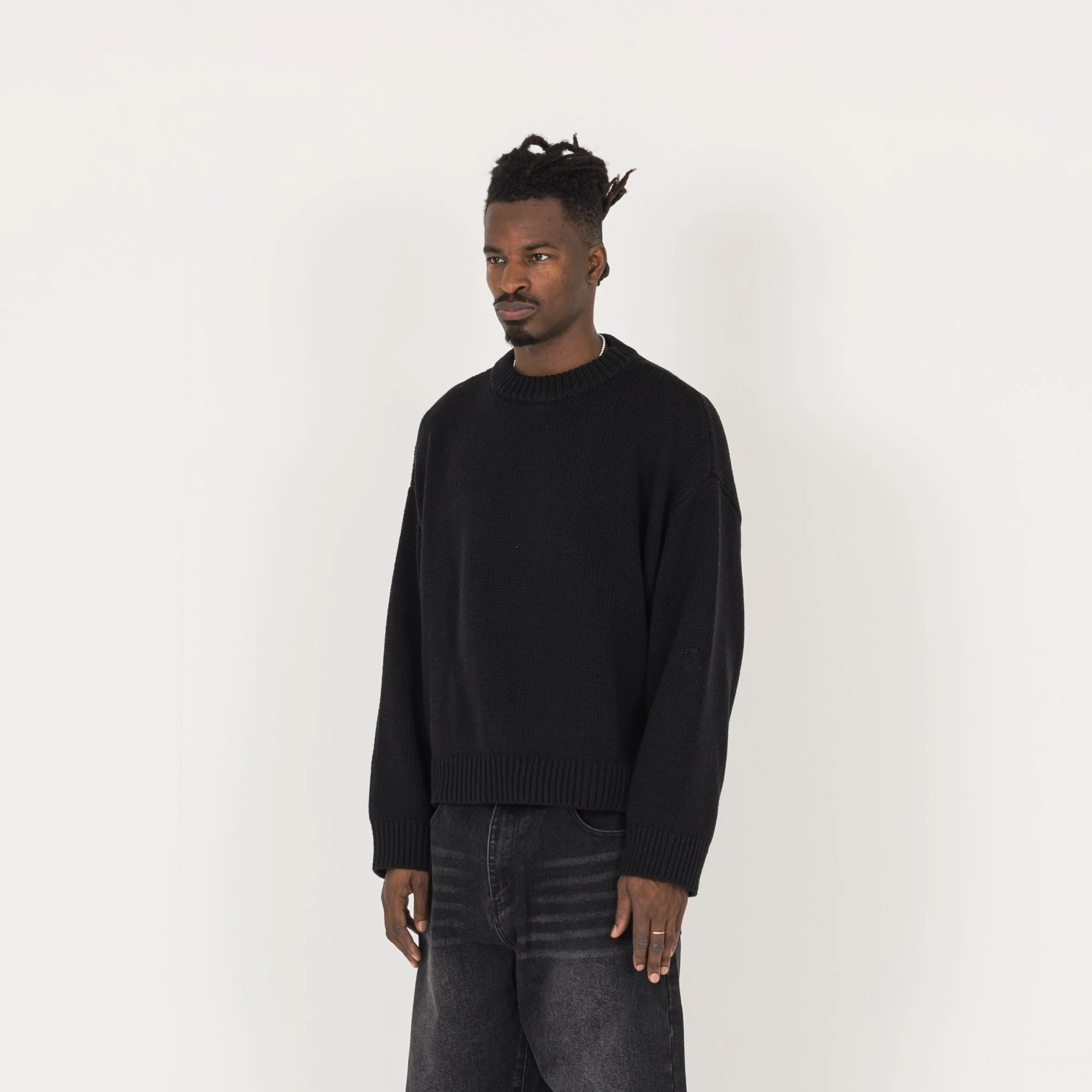 Knitted Sweatshirt - Black - Image 3