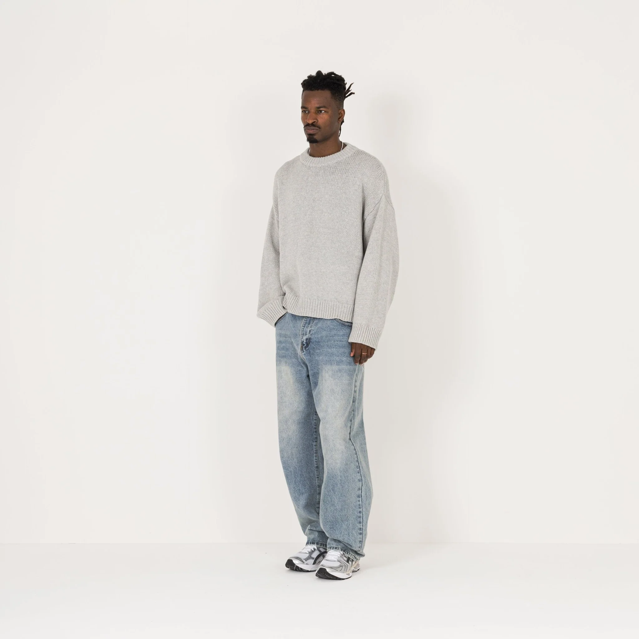 Knitted Sweatshirt - Light Grey - Image 5