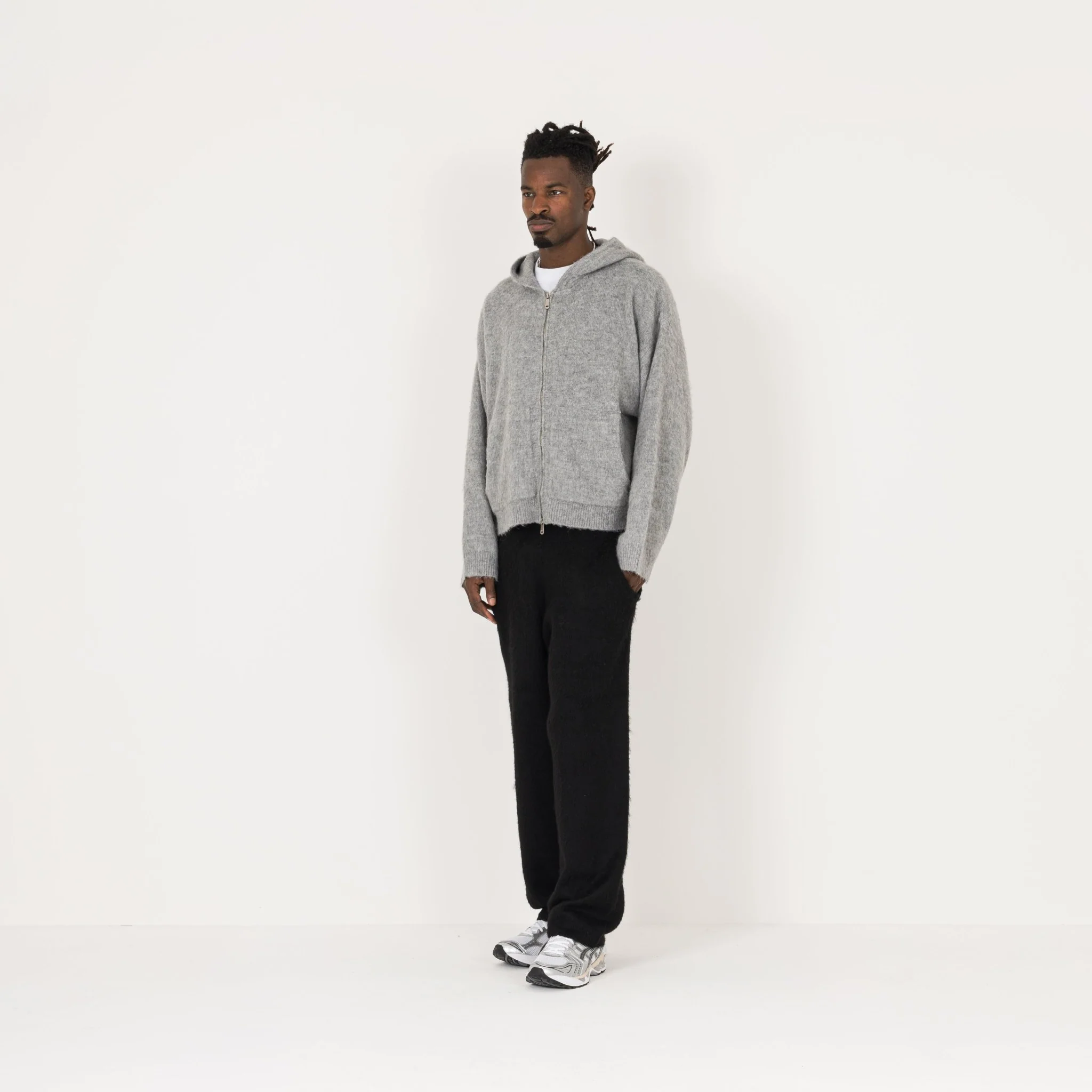 Mohair Zip Hoodie - Glacial Grey - Image 5