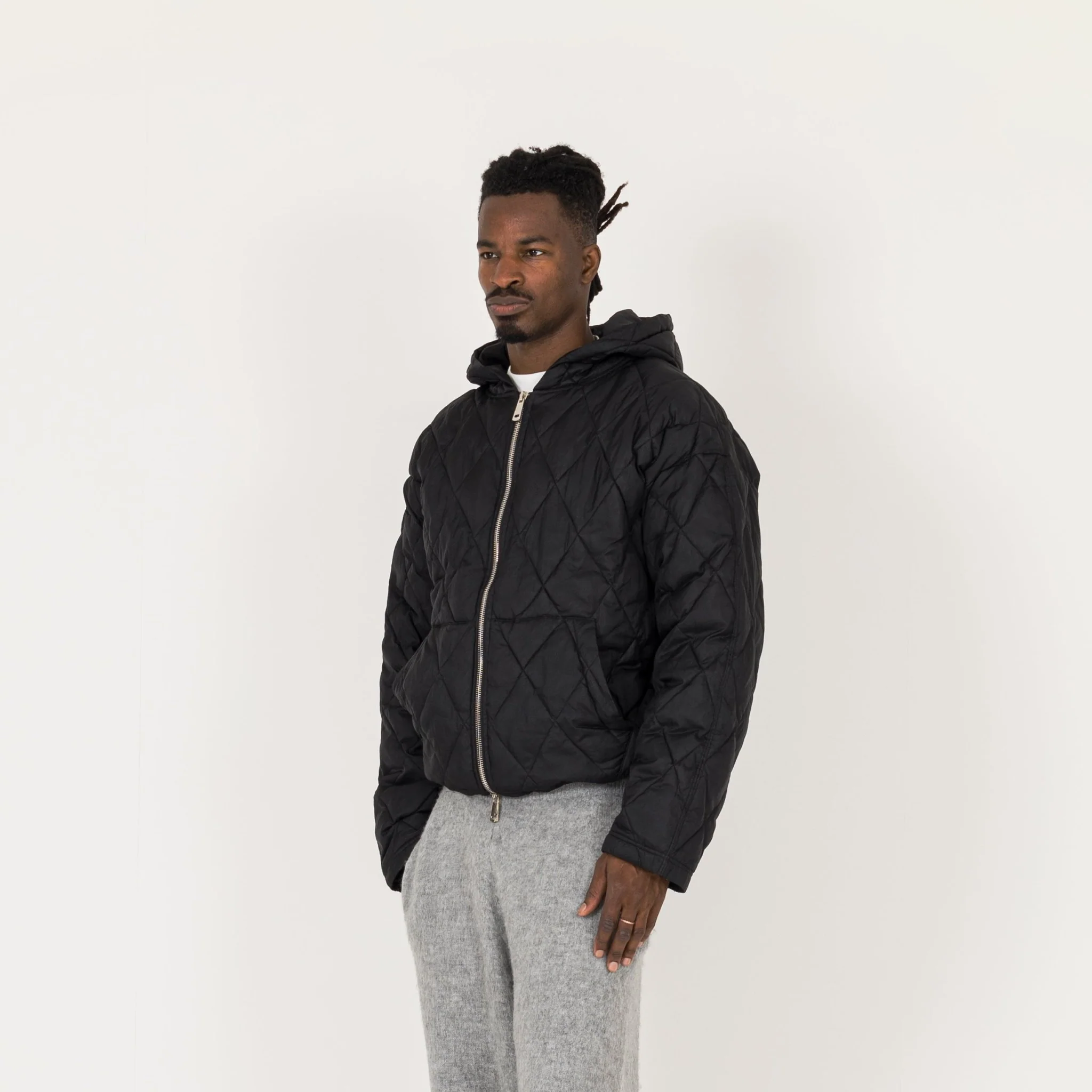 Quilted Zip Jacket - Black - Image 3