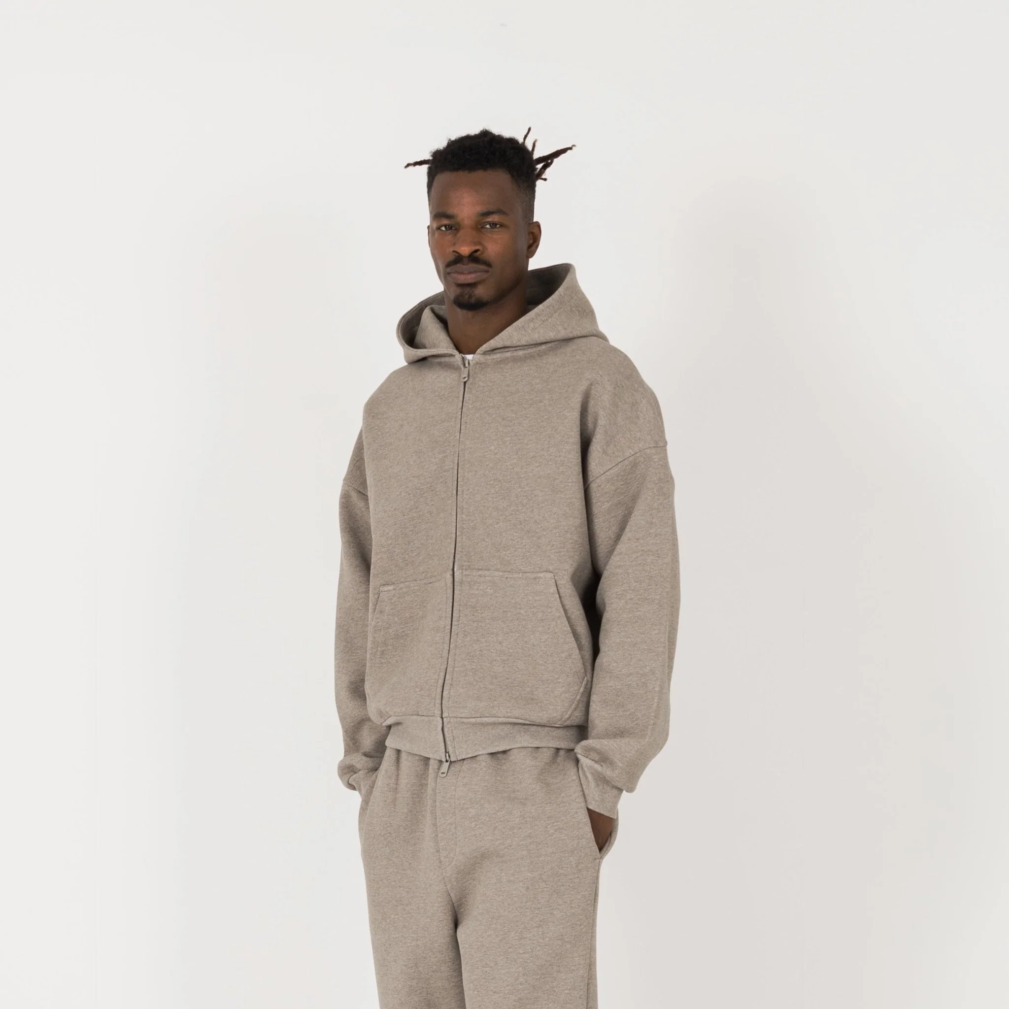 Sculpt Zip Hoodie - Clay Marl - Image 3
