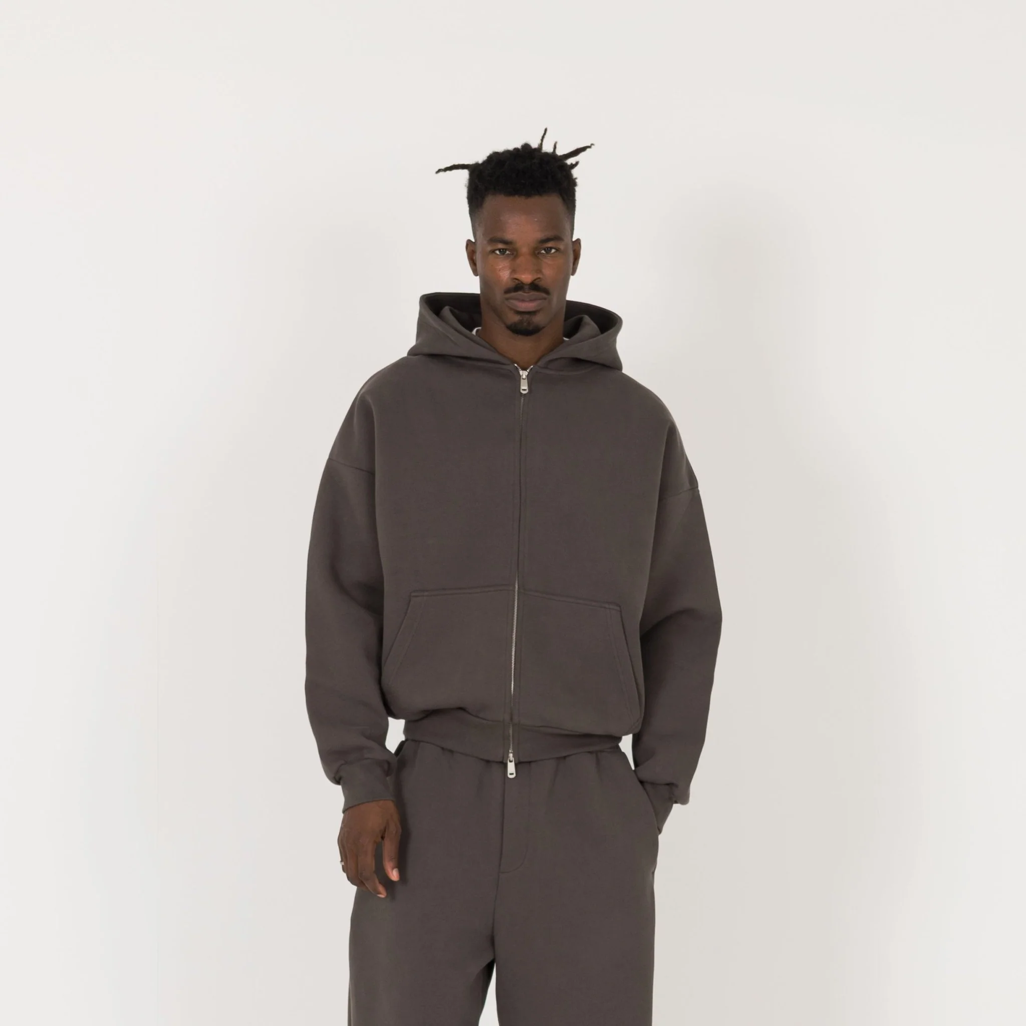 Sculpt Zip Hoodie - Moor Brown - Image 2