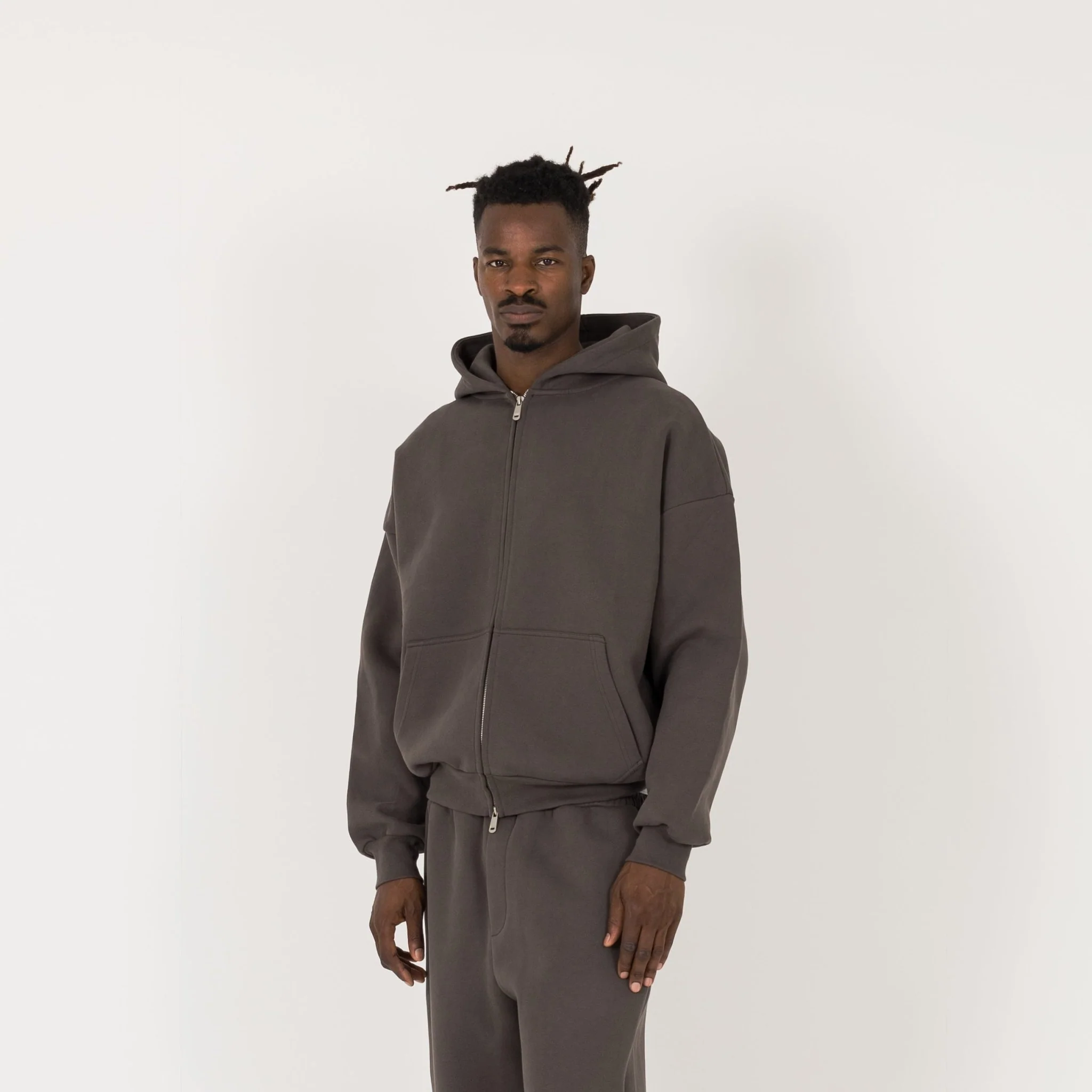 Sculpt Zip Hoodie - Moor Brown - Image 3