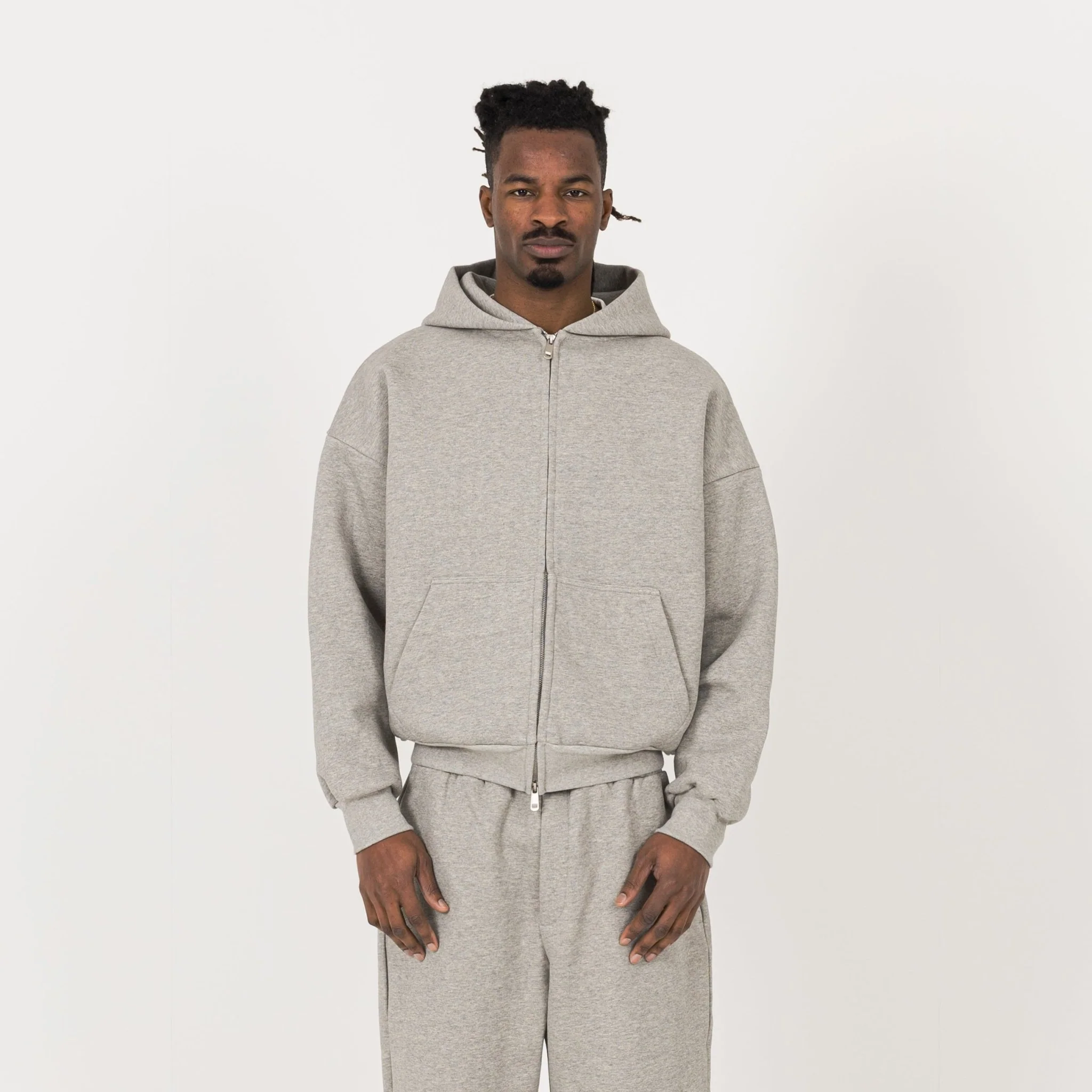 Sculpt Zip Hoodie - Stone Marl - Image 2