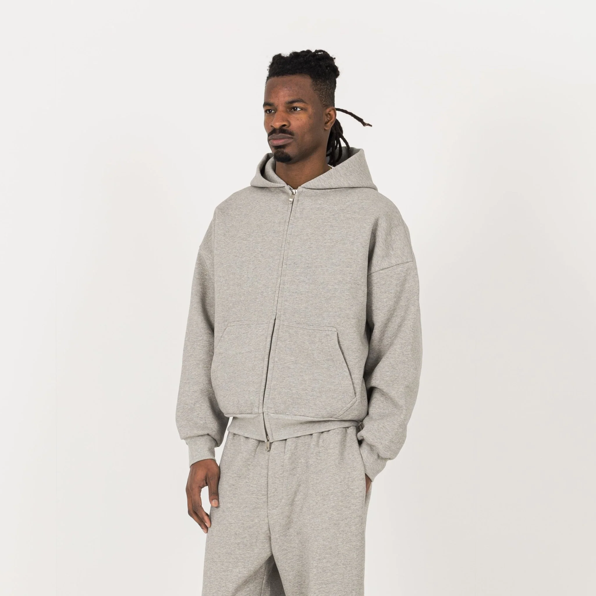 Sculpt Zip Hoodie - Stone Marl - Image 3
